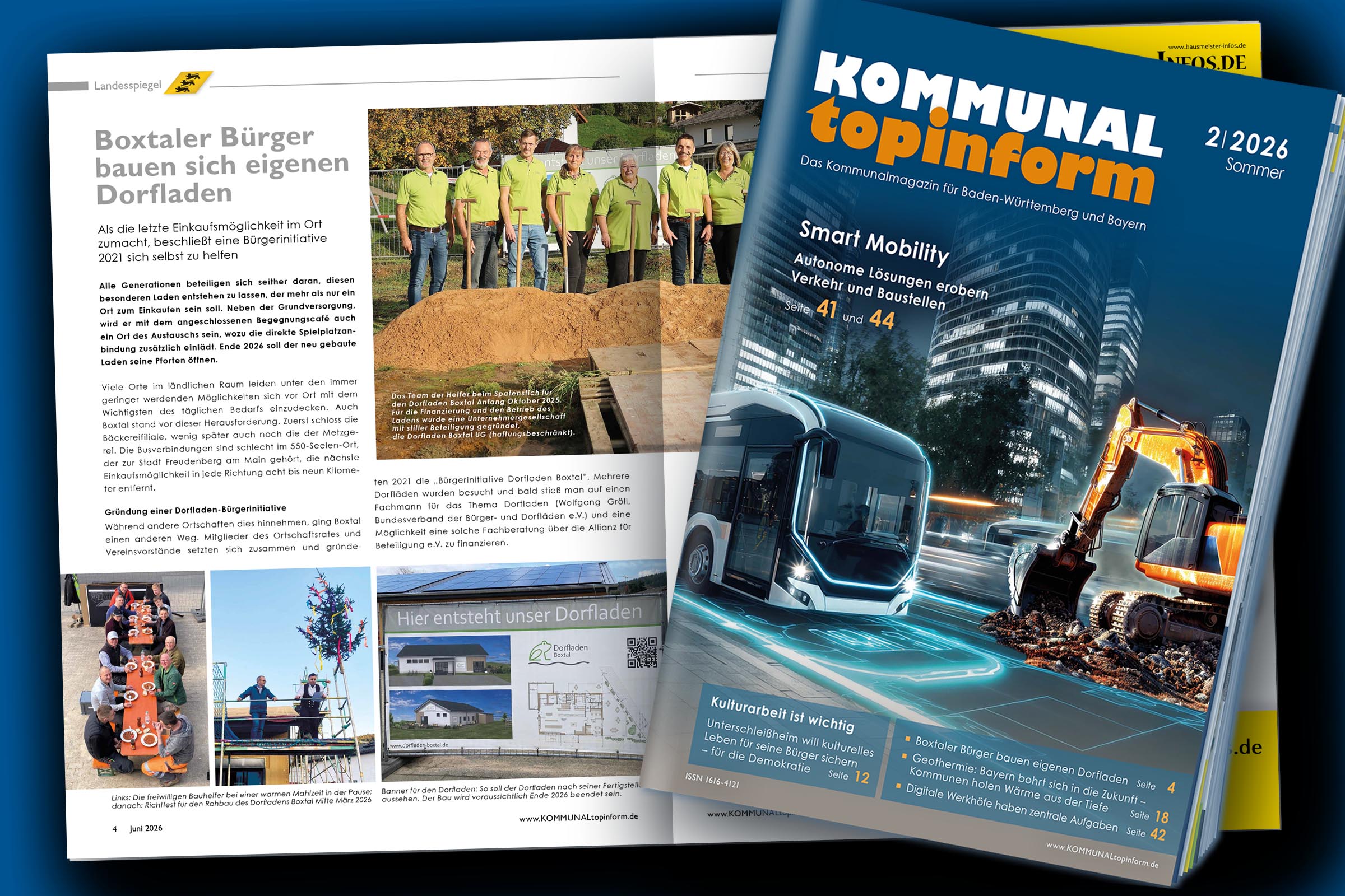 Die Sommerausgabe von KOMMUNALtopinform mit dem Titelthema Smart Mobility - Doch der technologische Wandel endet nicht unter der Erde. Auf Baustellen in der Schweiz zieht ein autonomer Kettenbagger Gräben, ohne Fahrer in der Kabine und ohne Fernbedienung – gesteuert von einem lernenden System, das komplexe Erdarbeiten selbstständig ausführt. Für Kommunen, die mit Fachkräftemangel konfrontiert sind, eröffnen solche autonomen Baumaschinen neue Perspektiven (siehe Seite 44). Und während auf Baustellen Roboter graben, fährt in Stavanger der europaweit erste autonome Linienbus ohne Aufsichtsperson im Regelbetrieb. Die Route führt durch Tunnel, Knotenpunkte und dichten Stadtverkehr – überwacht aus einer Leitstelle, in der eine Person gleich mehrere Fahrzeuge begleitet. Was vor wenigen Jahren noch als Pilotprojekt begann, wird nun zum Alltag des öffentlichen Nahverkehrs. Dieses Pilotprojekt stellen wir Ihnen auf Seite 41 vor.